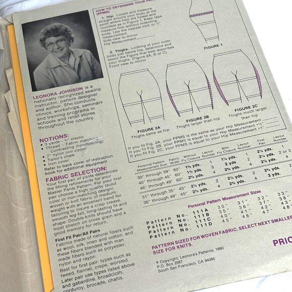 Couturier Sewing Pattern 111B Straight Leg Tailored Pants by Leonora Johnson Vtg - Picture 7 of 12